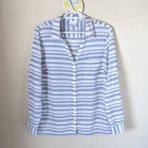 ❤Lightweight Semisheer Omnishade Stripe Button Top
